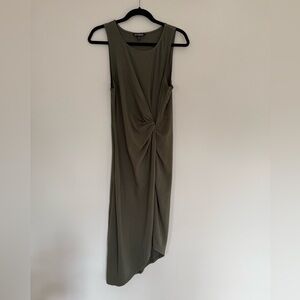 Express Olive Green Twist-Front Sleeveless Casual Midi Dress Size M